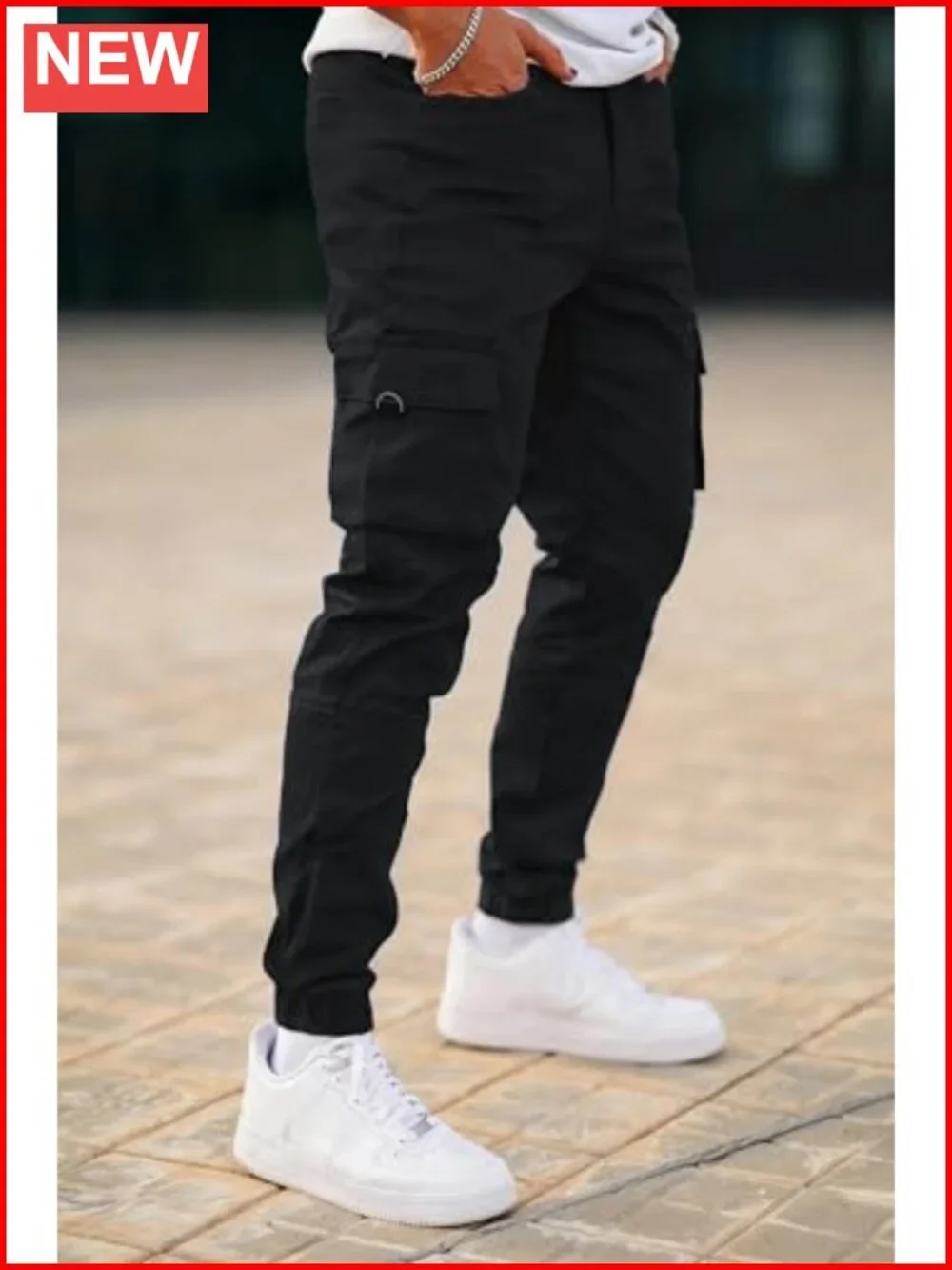 Slim Fit Cargo Jogger Pants with Stretch Cotton Blend & Zipper Pockets
